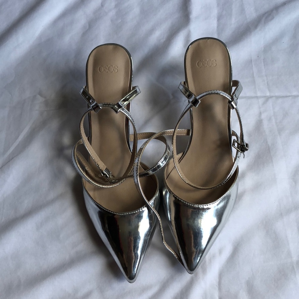 ASOS   Like Brand New Silver 3" heels